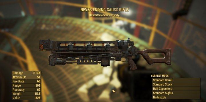 Unlimited Gauss Rifle in Fallout 4 from Legendary Synth