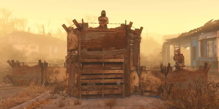 Settlers assigned to guard the Settlement in Fallout 4.